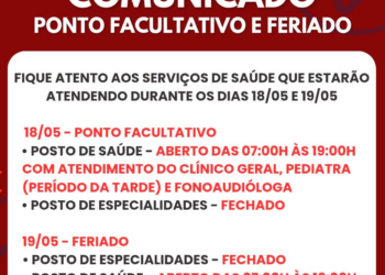 Comunicado: Atendimento da Saúde no Ponto Facultativo e Feriad