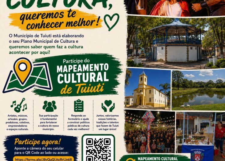Mapeamento Cultural de Tuiuti convida artistas, grupos e agentes culturais a participarem do cadastro municipio