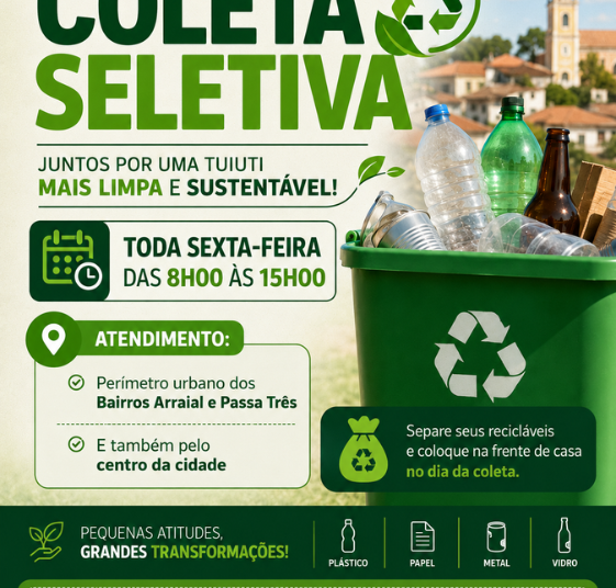 Prefeitura de Tuiuti reforça coleta seletiva e incentiva descarte consciente de recicláveis
